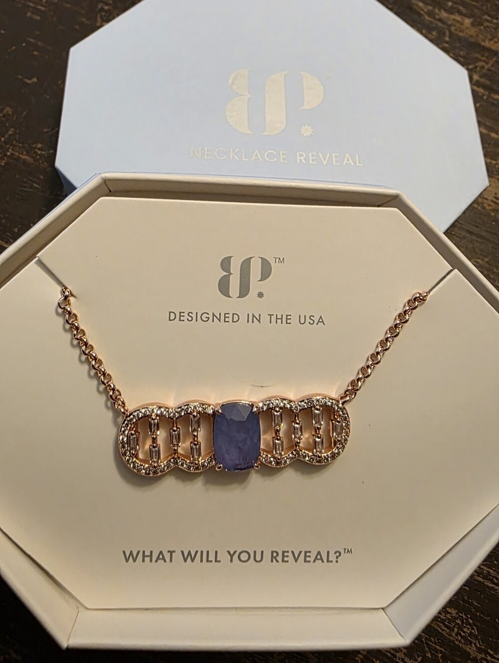 BP Rose Gold Necklace with Lavender Florite And Quartz "Rings Of Reverent Fire"